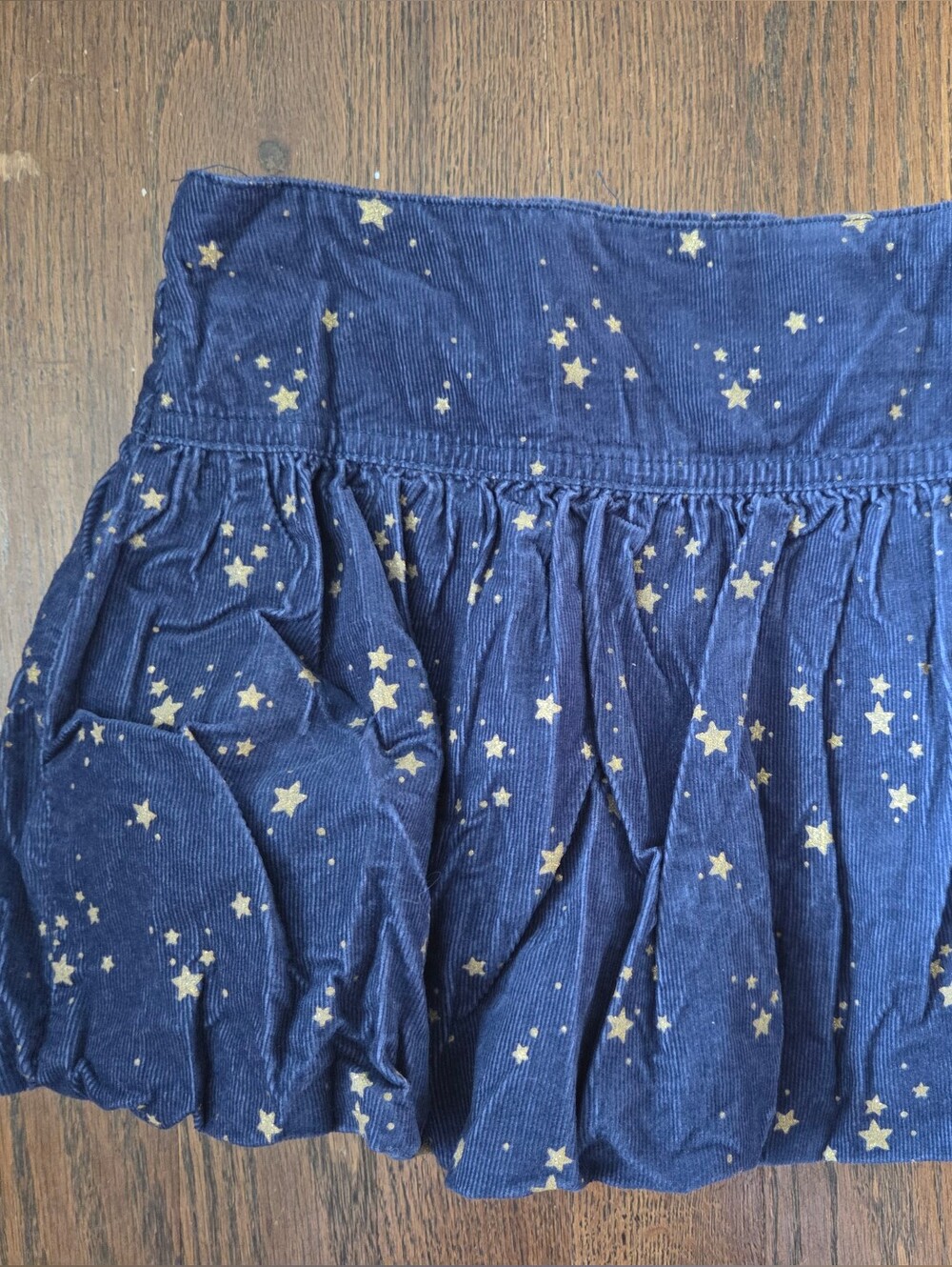 Gymboree Girls 5 Blue/Gold Stars Corduroy Bubble Skirt